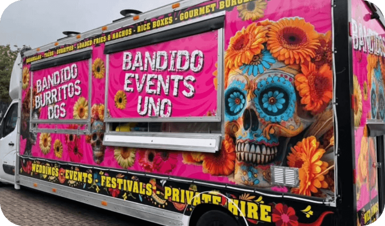 The Bandido van, delivering delicious food at a location near you The Bandido van, delivering delicious food at a location near you